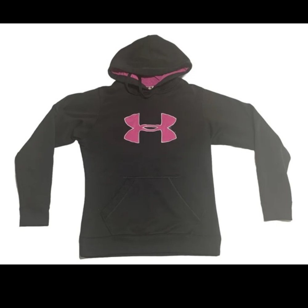 Under Armor‎ Women's Hoodie Size M Hooded Cold Gear Black Pink